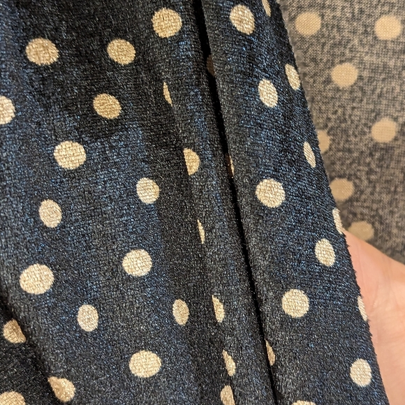 Zara Navy Cream Polka Dot Velvet V-Neck  Faux Wrap Tulip Hem Midi Dress Sz Small - Picture 6 of 7